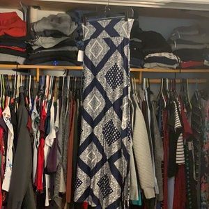 Navy blue and white summer skirt floor length